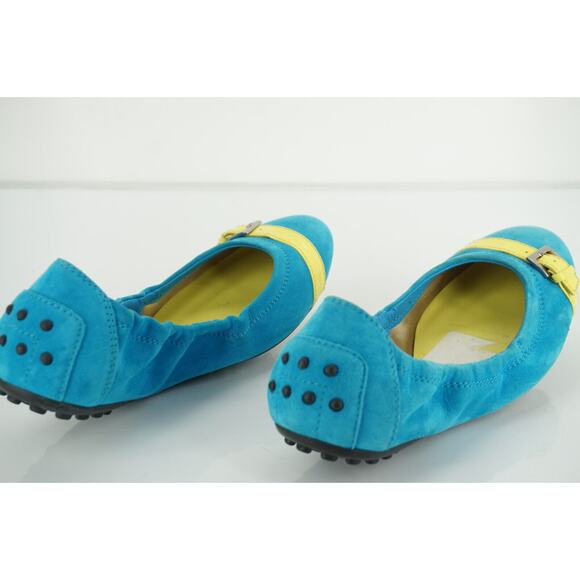Tod's Dee Blue Suede Belted Cap Toe Ballet Flats Size 36.5 Women's shoe New - Picture 7 of 10